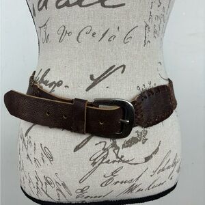 Handmade Woman’s belt-rustic brown leather-solid brass buckle-large